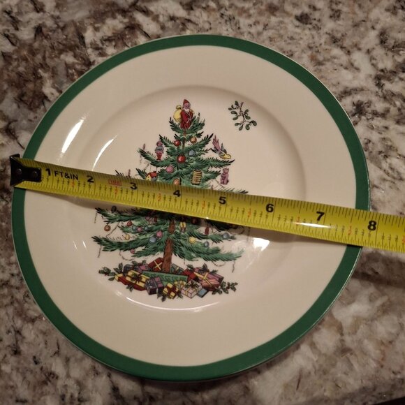 Spode Christmas Santa Topped Tree Salad Plate 7.75"  Set of 4 - Picture 3 of 5